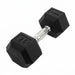 Single black hexagonal dumbbells on a white background