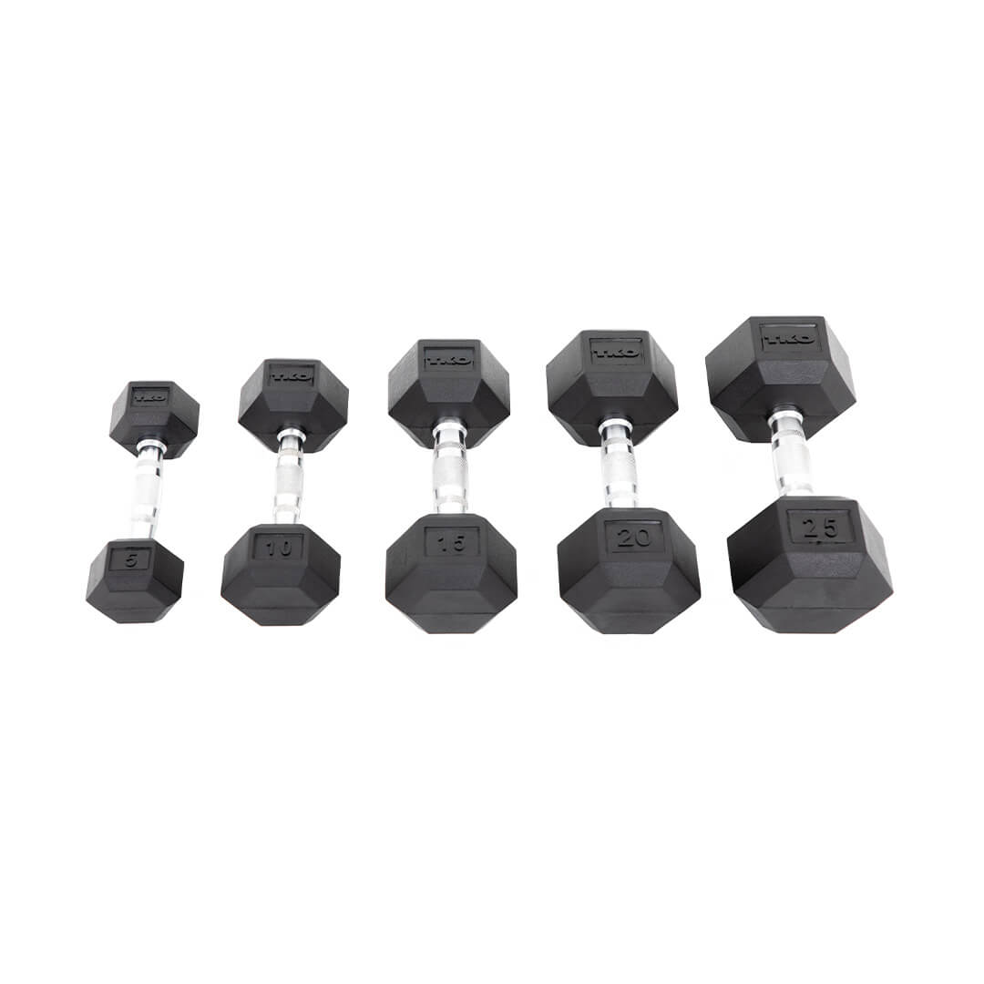 TKO 5-50 lb Rubber Hex DB Set, Contour 804RX-A10