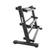 TKO 5-50lb Rubber Hex Straight Handle Dumbbells W/ 3 Tier Rail Rack Angled