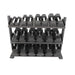 TKO 5-50lb Rubber Hex Straight Handle Dumbbells W/ 3 Tier Tray Rack S6235-SXRA10