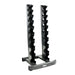 TKO 5-50lb Rubber Hex Tri-Grip Handle Dumbbells W/ 10 Pair Rack S840-TXRA10 Front