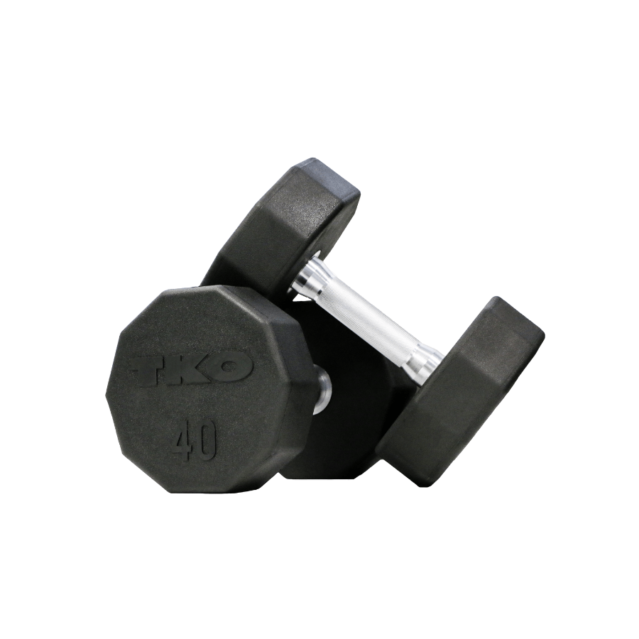 TKO 5-50lb Ten Sided Pro Rubber Dumbbell Set 829TR-A10 40 LBS