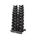 TKO 5-50lb Urethane hex tri-grip dumbbells w/ 10 pair vertical rack  injection molded