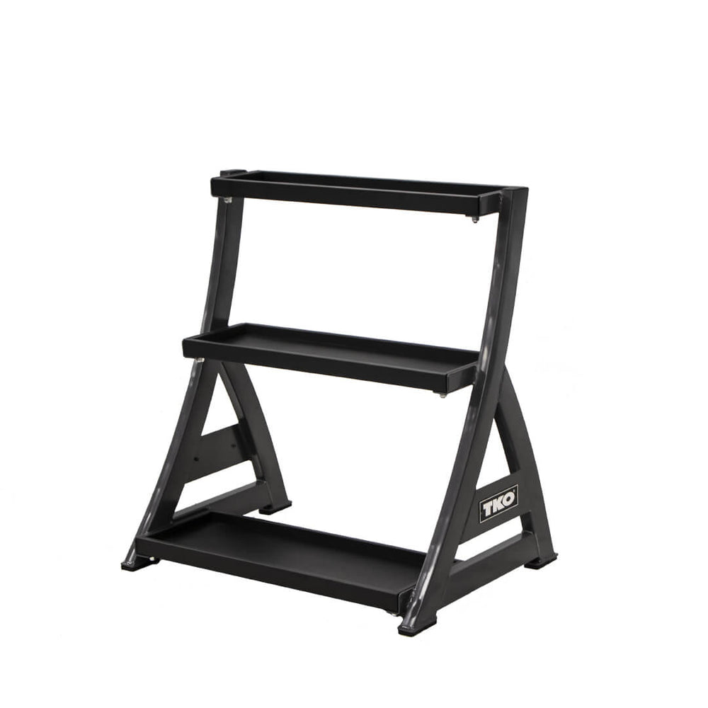 TKO 5-50lb vinyl kettlebell set w/ 3 tier rack