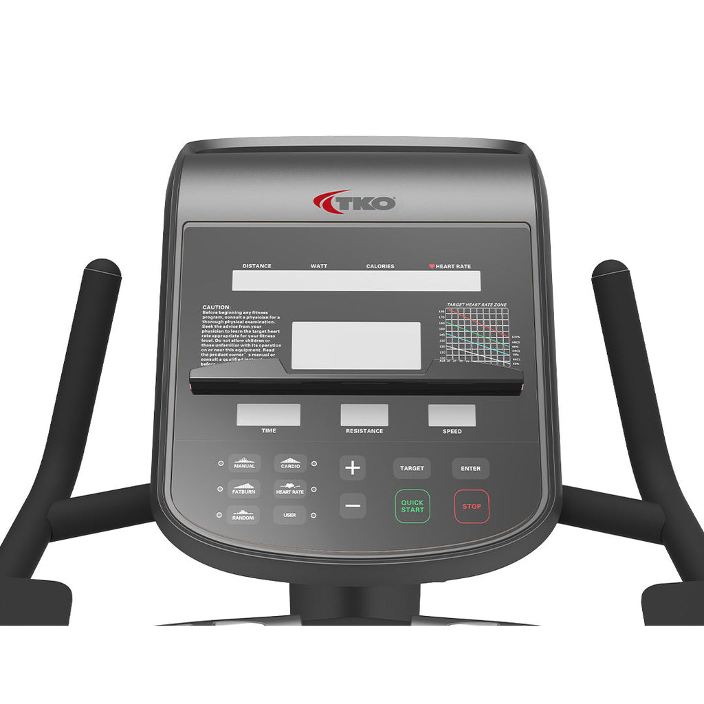 TKO 7UP-LED Upright Bike console close-up on a white background