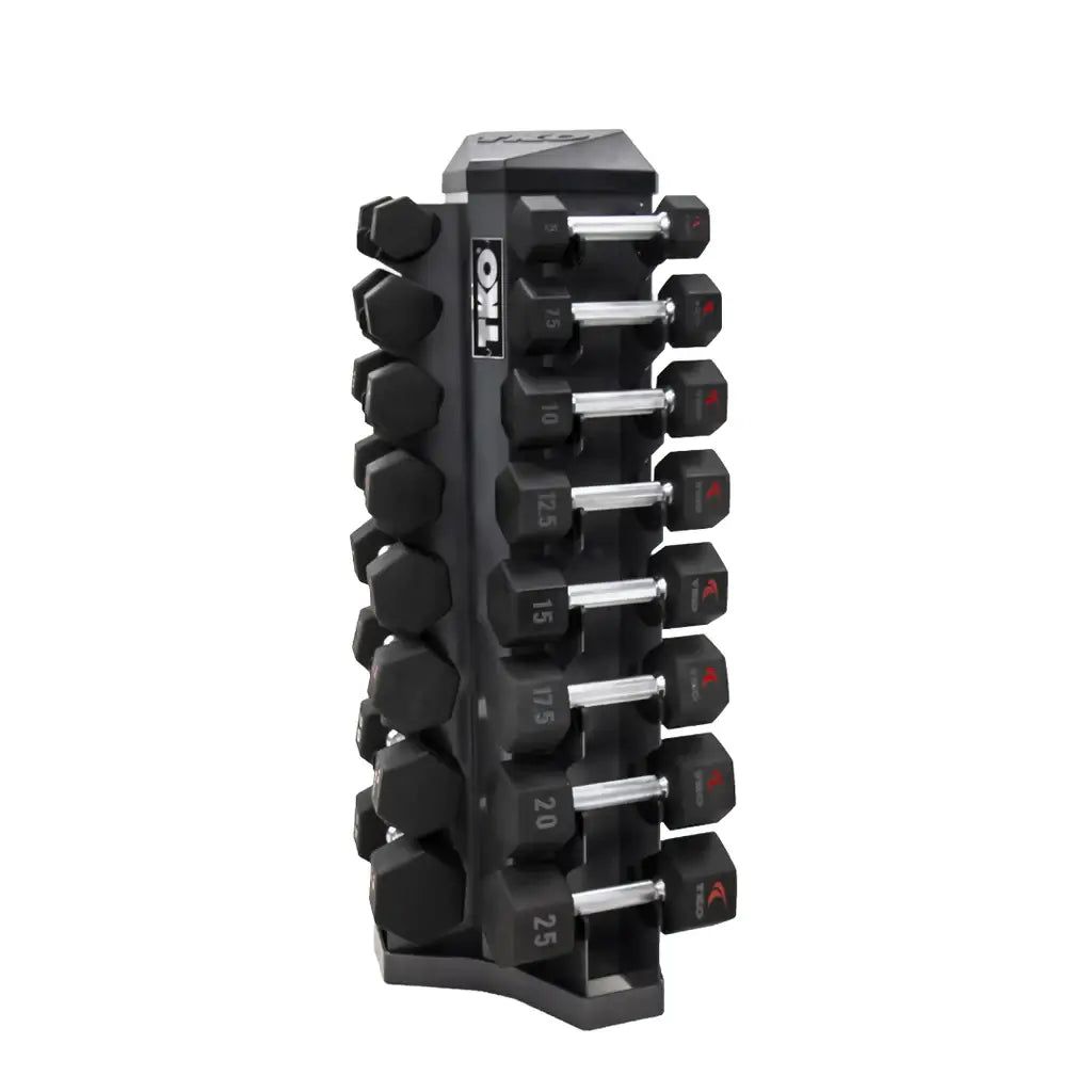 TKO 8 Pair Vertical Dumbbell Rack 826VDR8-SM with TKO Dumbbells