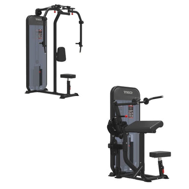 TKO Achieve Dual-functional pec delt / rear delt and bicep / tricep on a plain white background, showing front and side angles.