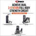 TKO 3-station full body strength circuit package, showing three black and gray gym machines: a lat pulldown and seated bow, a multi press, and a leg/calf press, with large marketing text at the top on a white background.