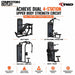 TKO Achieve Dual Multi-Press, Lat Pulldown and seated row, pec deck, and bicep and tricep home gym machine set on a plain white background