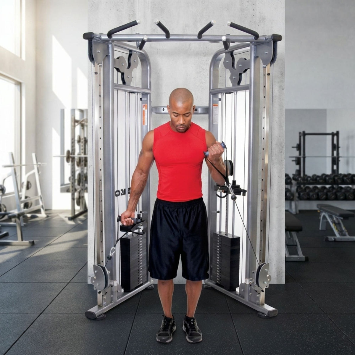 TKO Functional Trainer 9050 man exercising a Bicep Curl