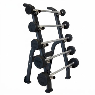 TKO Rubber Straight Barbell 20–60 lb Set with 5-Bar Rack Package S845-805TR5 on a white background