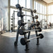 TKO 5-bar barbell rack 845BBR-BK with barbells in a gym setting