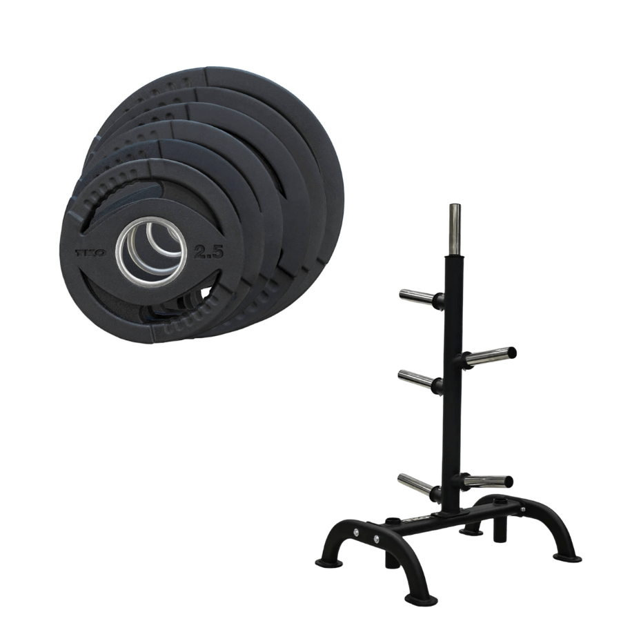 TKO 255lb Rubber Plate Set w/ Plate Tree S6210-OR255