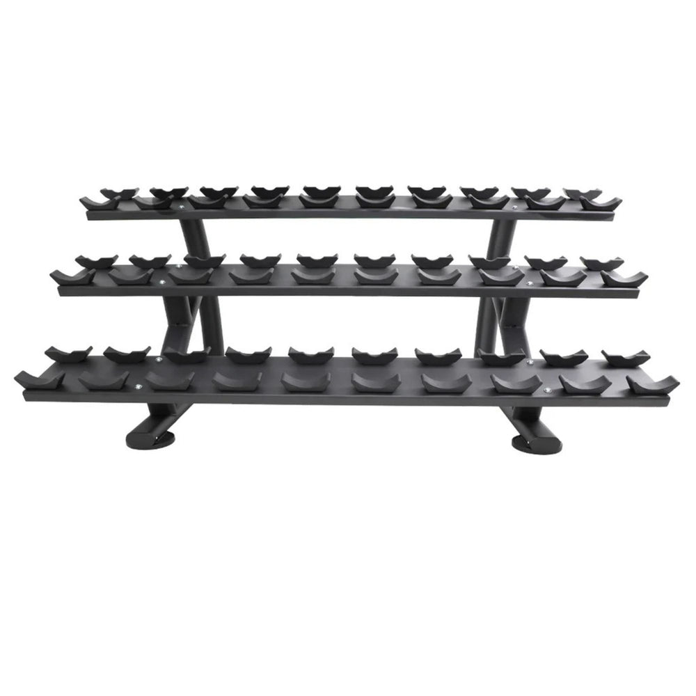 TKO 15pr. Dumbbell Rack With Saddles 7052B-BK Front  Side View