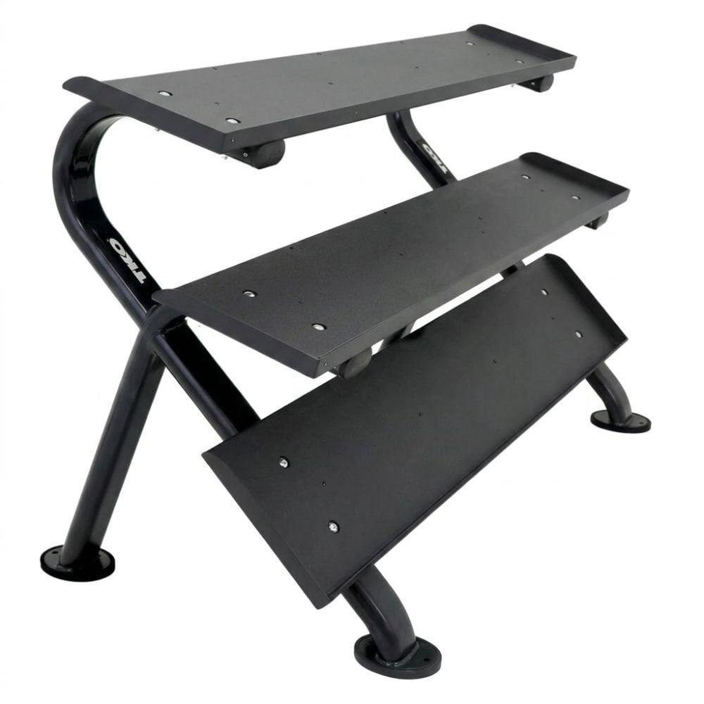 3-Tier Horizontal Dumbbell Rack with three platforms on a white background