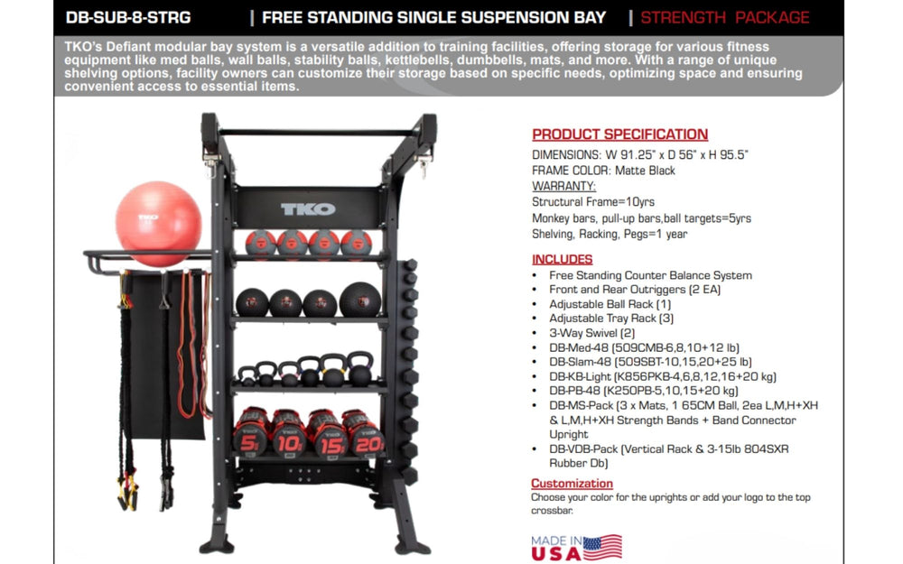 TKO 48" Freestanding Bay Strength Package DB-SUB-8-STRG face sheet
