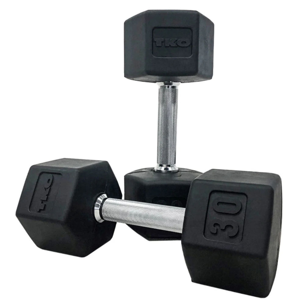 TKO 5-50 lb Rubber Hex DB Set, Straight Handle 804SXR-A10