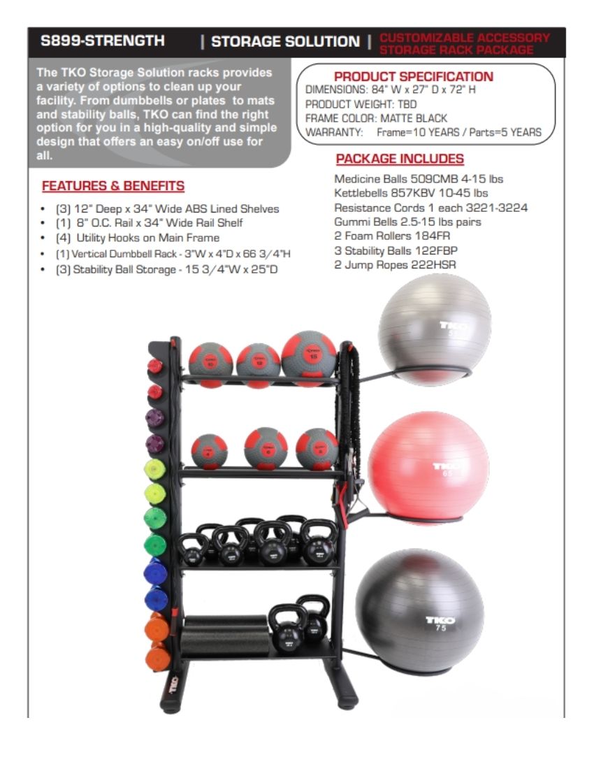 TKO Accessory Strength Package S899-STRENGTH face sheet