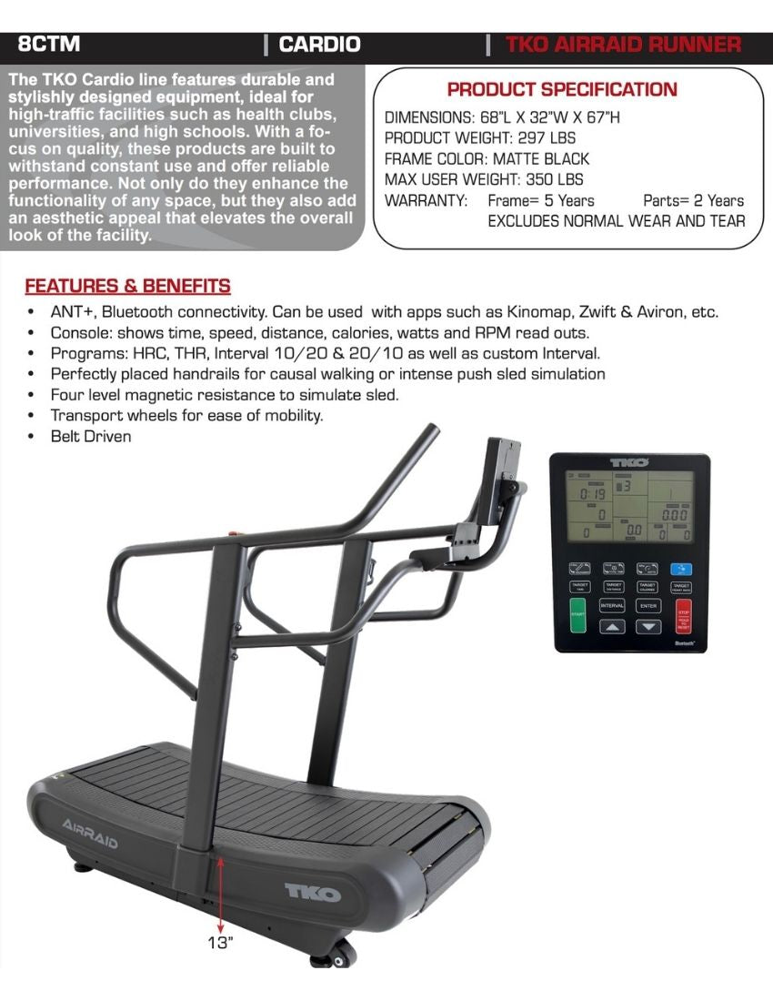 TKO AirRaid Runner Manual Treadmill 8CTM