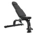 An adjustable flat or incline TKO Commercial FID Dumbbell Bench, black in color, designed for various workouts with incline and decline adjustment settings.