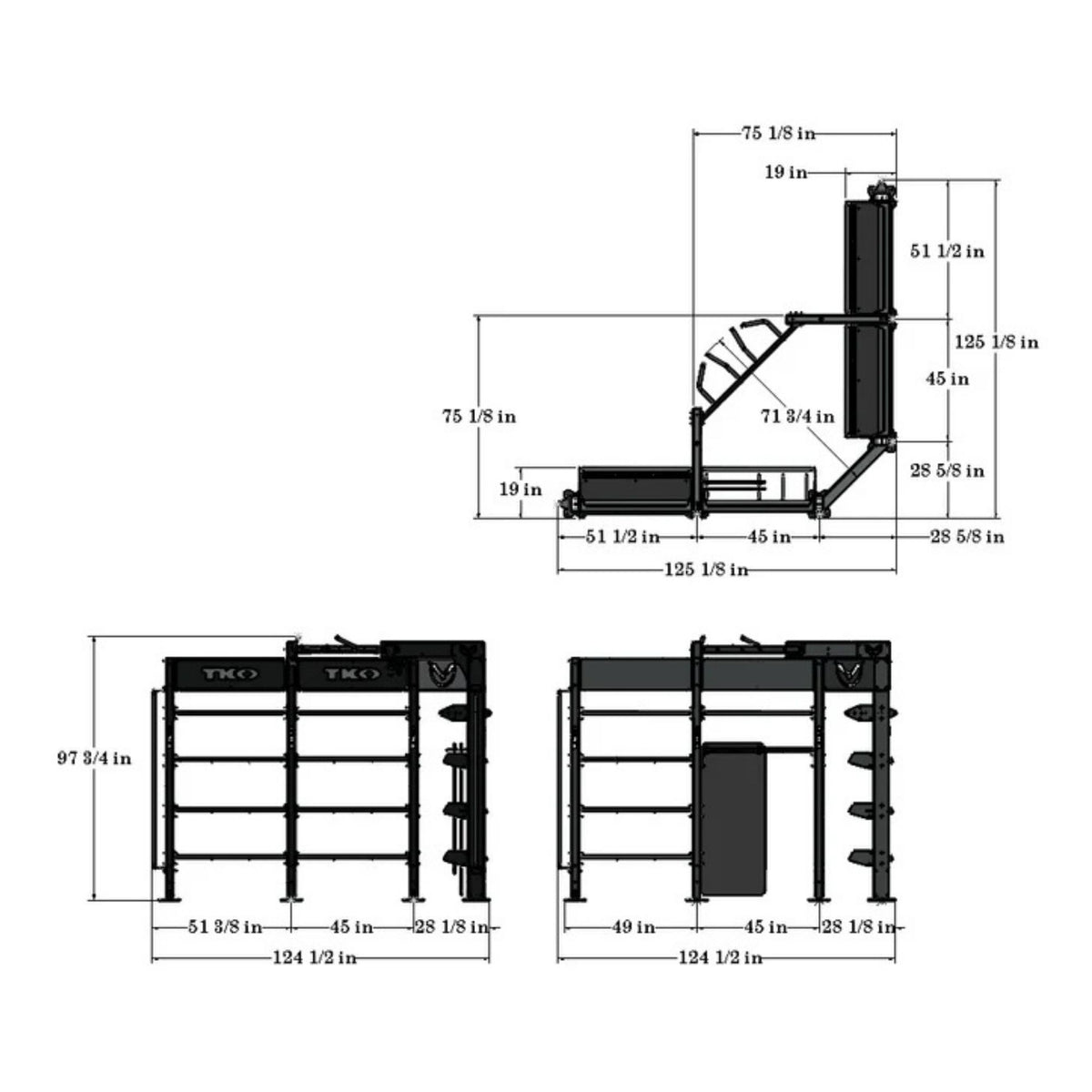 TKO Corner Storage Suspension Bay DB-CSSU-848 Dimensions