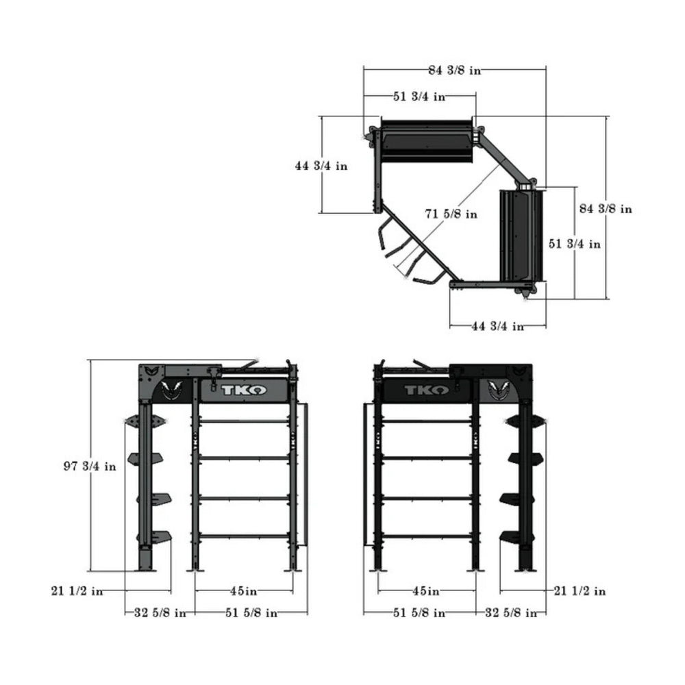 TKO Corner Suspension Bay DB-CSU-848 Dimensions 