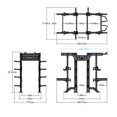 TKO Double Half Rack DB-DHR Dimensions