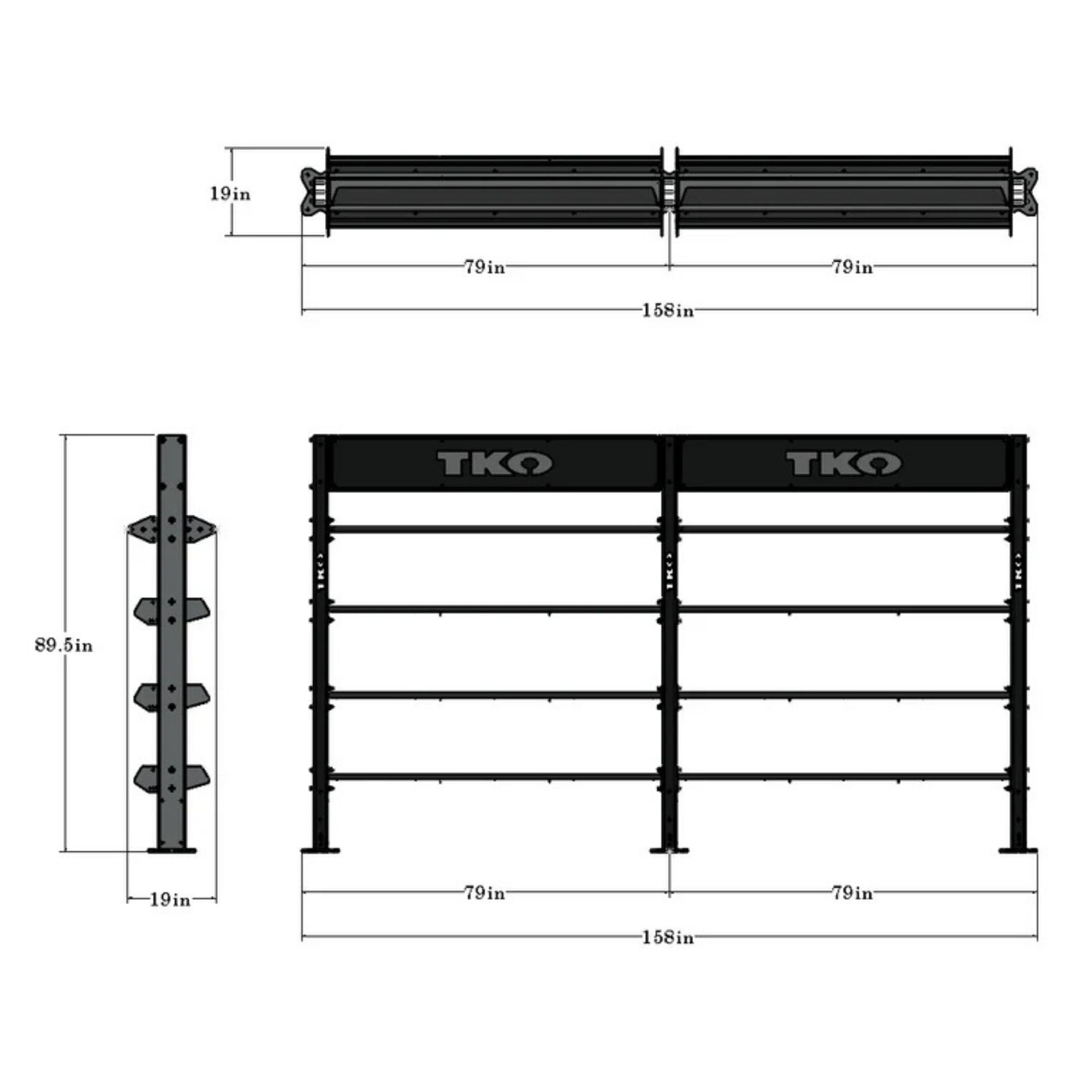 TKO Double Storage Bay XL DB-DSB-872 Dimensions