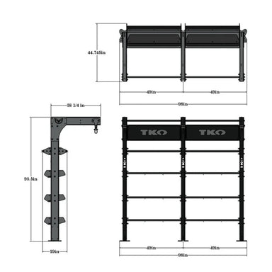 TKO Double Suspension Bay DB-DSUB-848 Dimensions