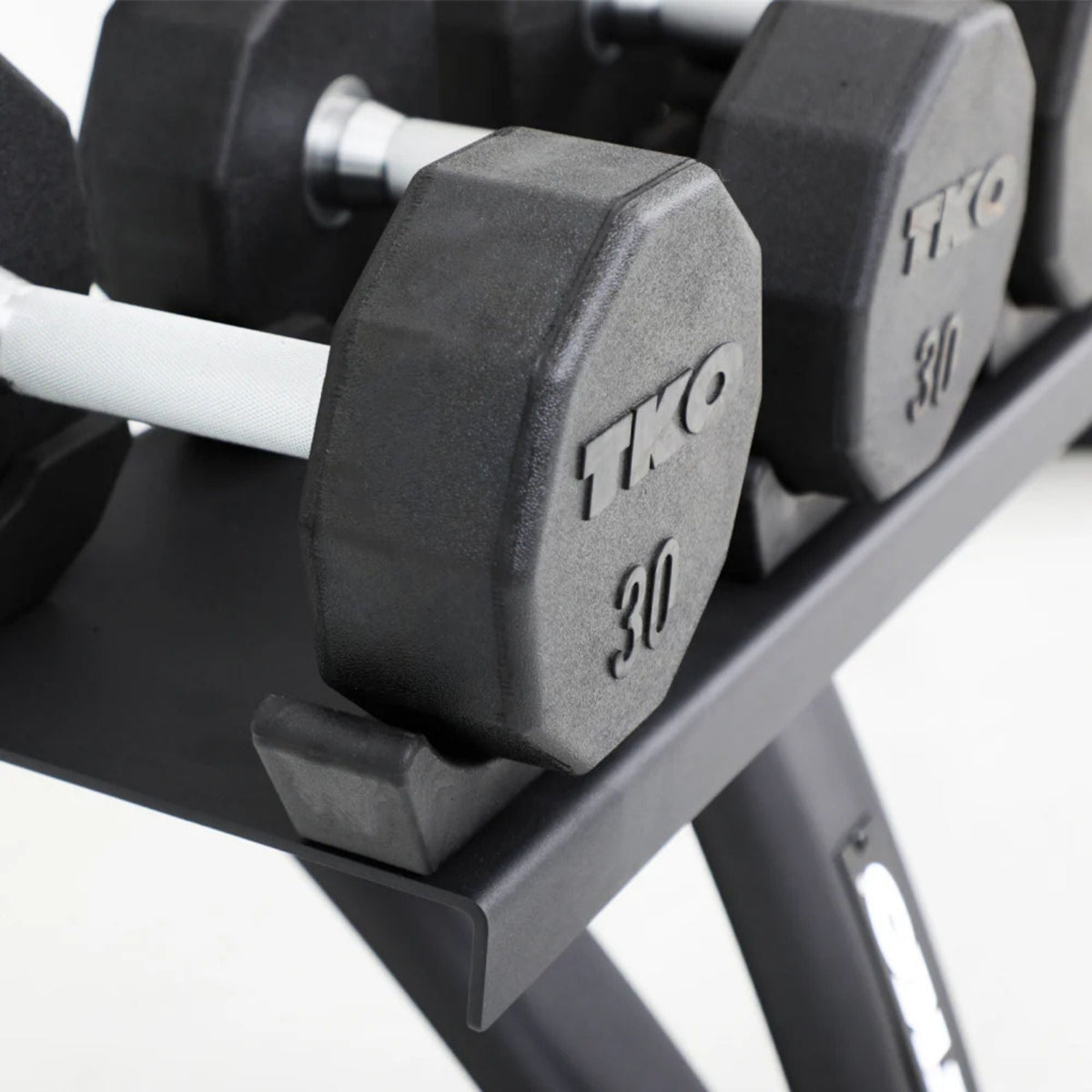 TKO Dumbbell Rack With Saddles 7051B-BK Dumbbell one Side View