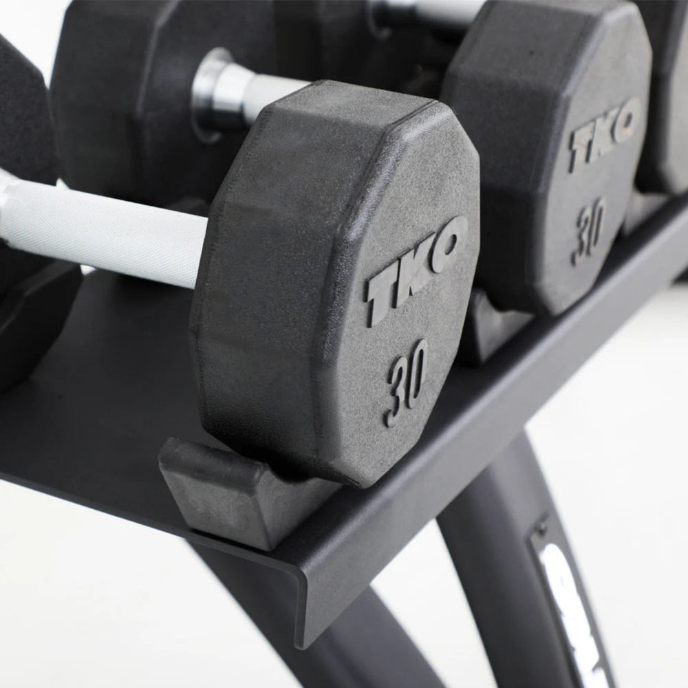 TKO Dumbbell Rack With Saddles 7051B-BK Dumbbell one Side View