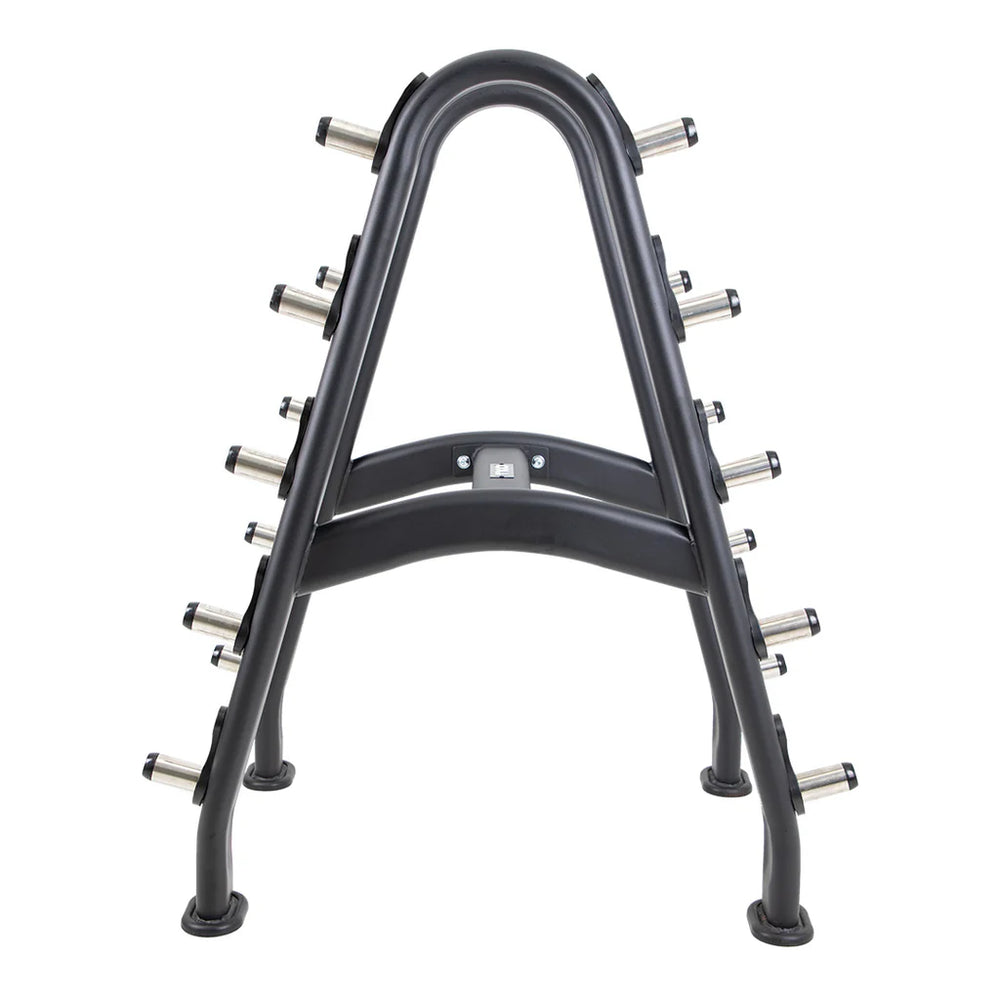 TKO Fixed Barbell Rack side view showing hooks and weight horns