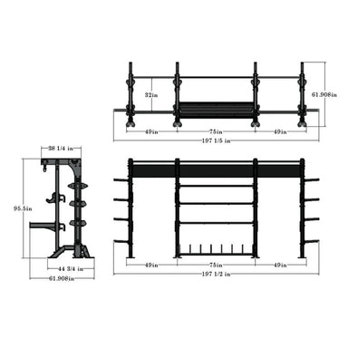 TKO Half Rack Annex DB-DHR-ANX  dimensions