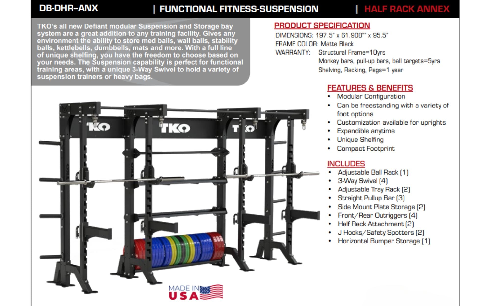 TKO Half Rack Annex DB-DHR-ANX  fact sheet