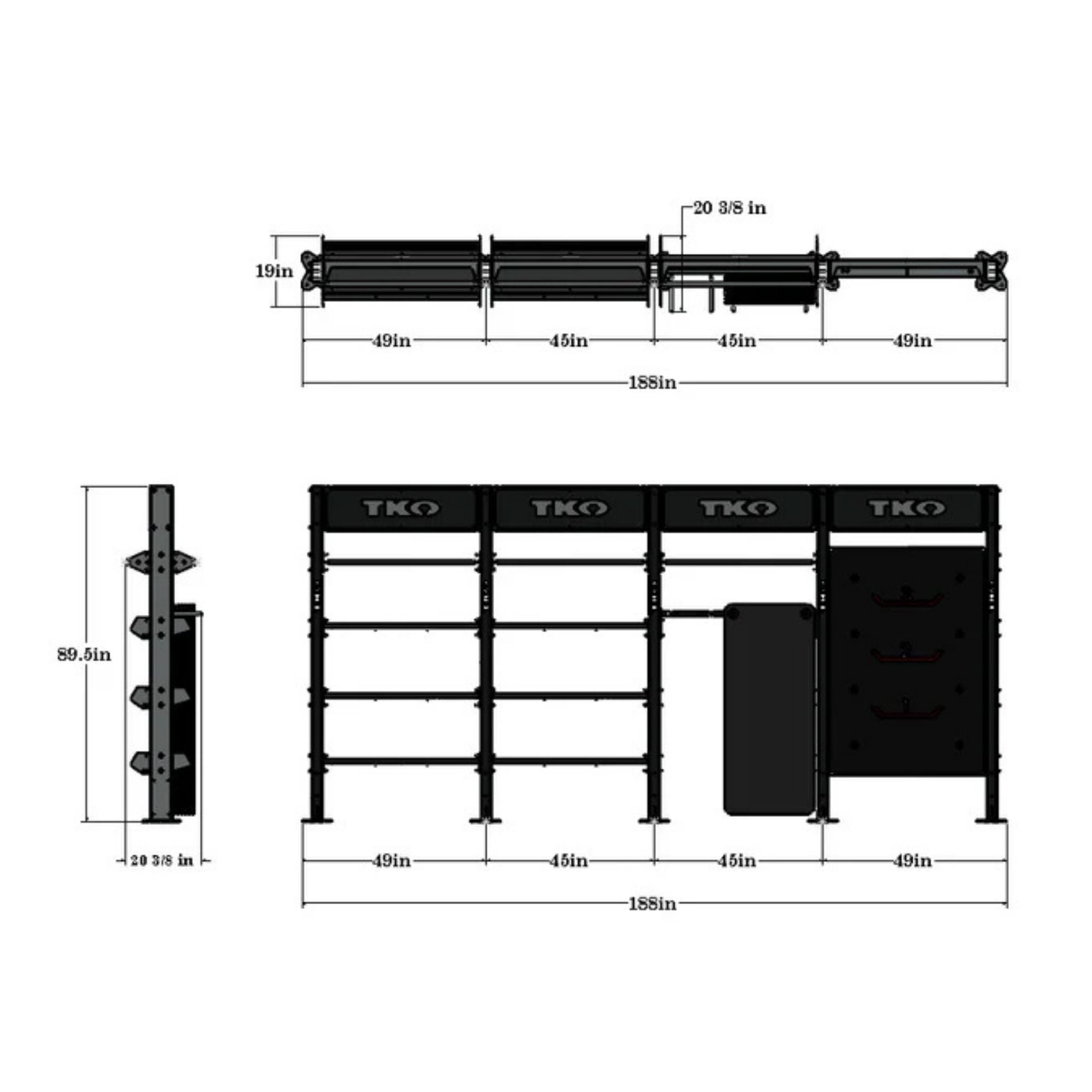 TKO Quadruple Storage Bay DB-QSB-848 dimensions