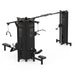 Black TKO Signature 5-Stack Cable Machine 7032-B with multiple attachments on a white background