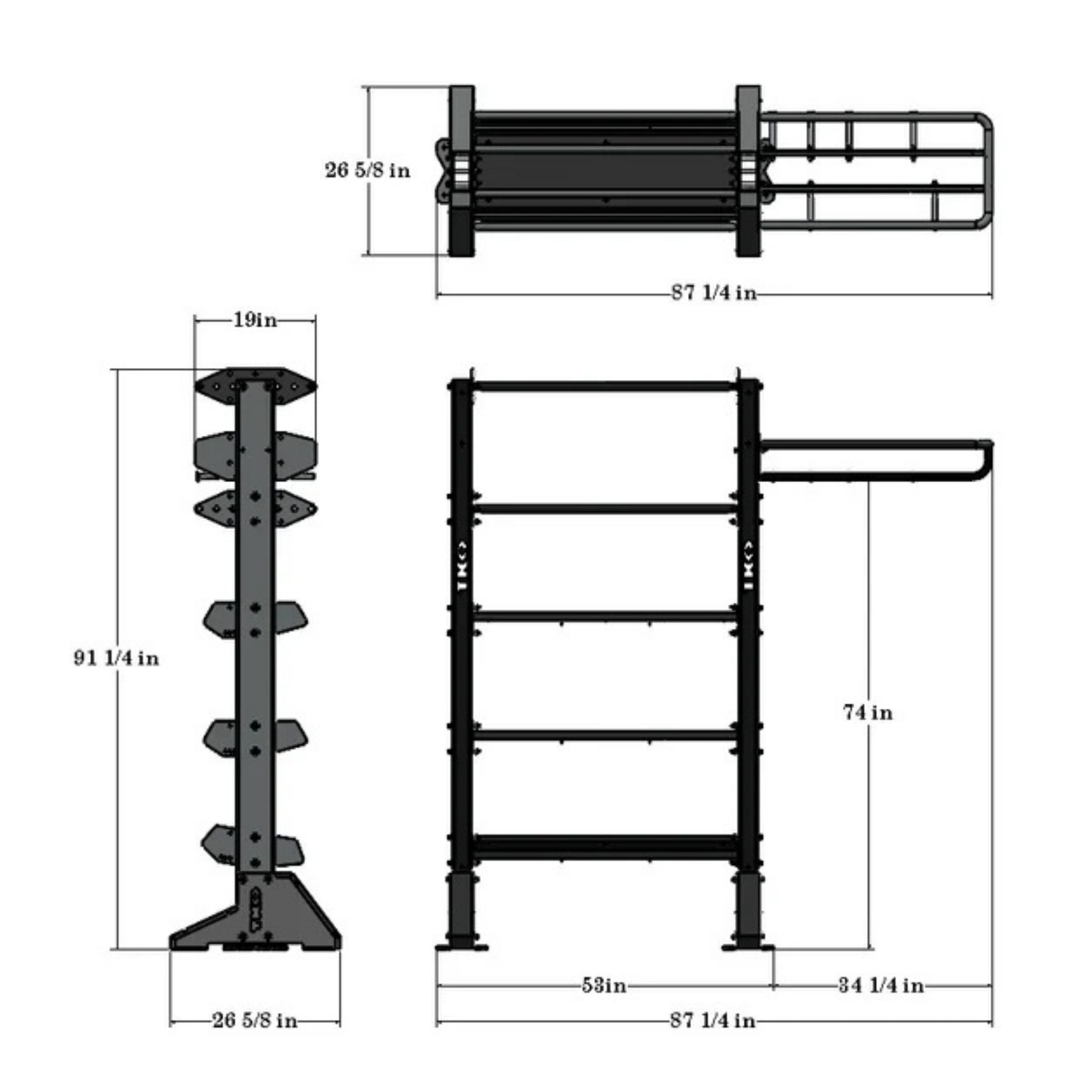 TKO Single Storage Bay DB-SMB-848 Dimensions