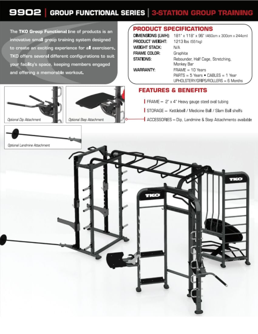 TKO Stretching+Rebounder+Power Rack Station 9902 facet sheet