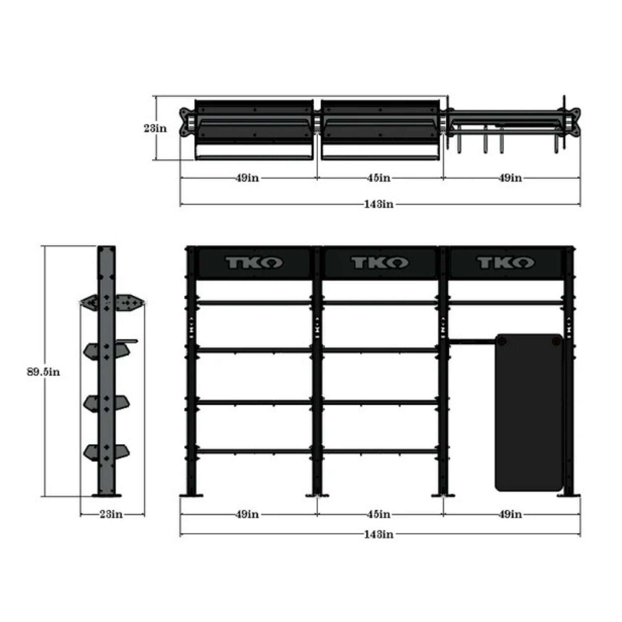 TKO Triple Storage Bay DB-TSB-848 Dimensions