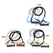 Three resistance bands labeled 'Heavy', 'Medium', and 'Light' on a white background.