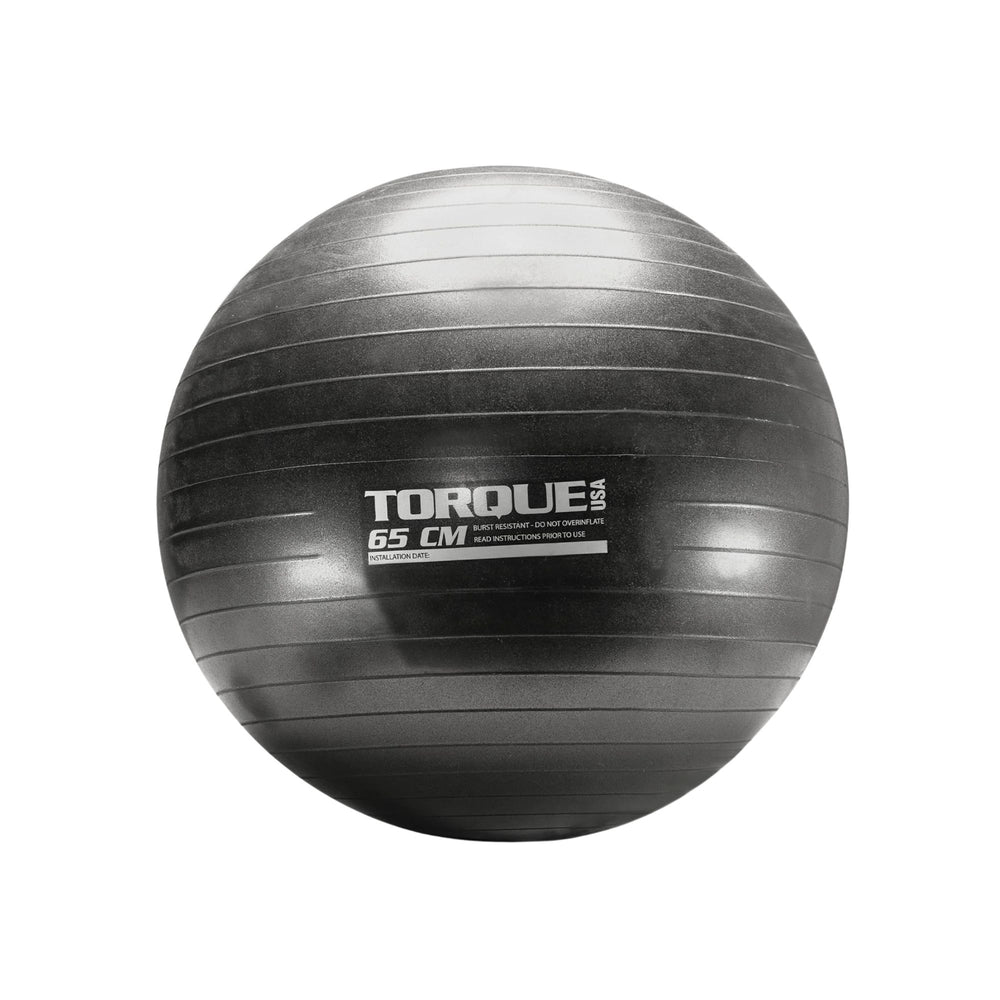 TORQUE Black 65CM Stability Ball with 'Torque USA' branding on a white background