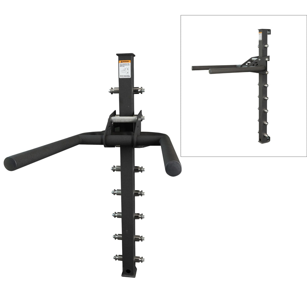 Black adjustable weight bench with close-up inset on a white background