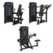 TKO Converging Shoulder Press, Seated Mid Row, Converging Chest Press exercise machine on a plain white background.