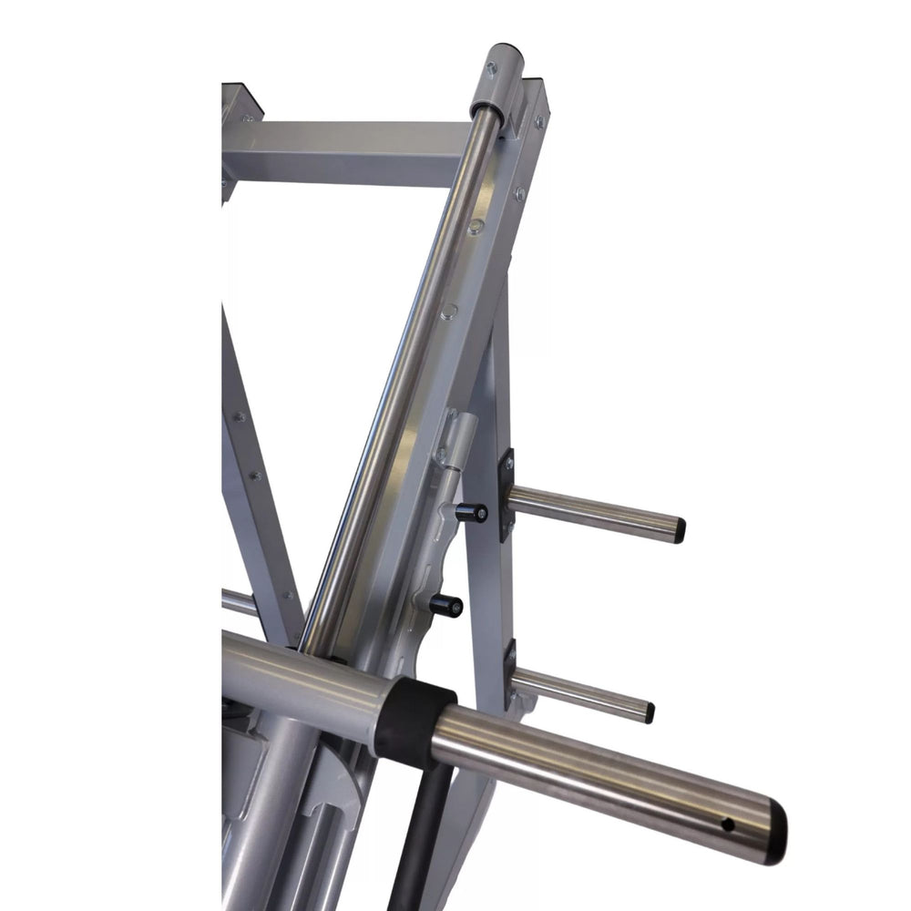 Vortex Commercial Hack Squat and Leg Press Combo VLP1000 Close-up of guide rods and support structure