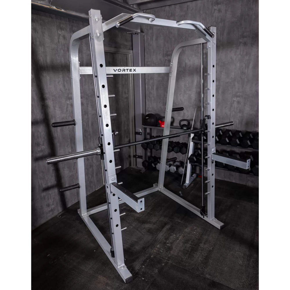 Vortex Commercial Smith Machine SMVT1500 Side angle with pull-up bar and weight holders
