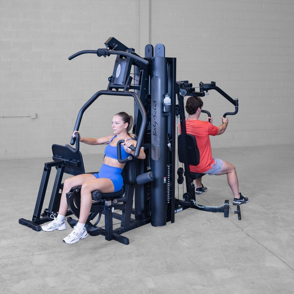 Body-Solid G9B multi-stack home gym featuring dual chest press stations for simultaneous upper body training