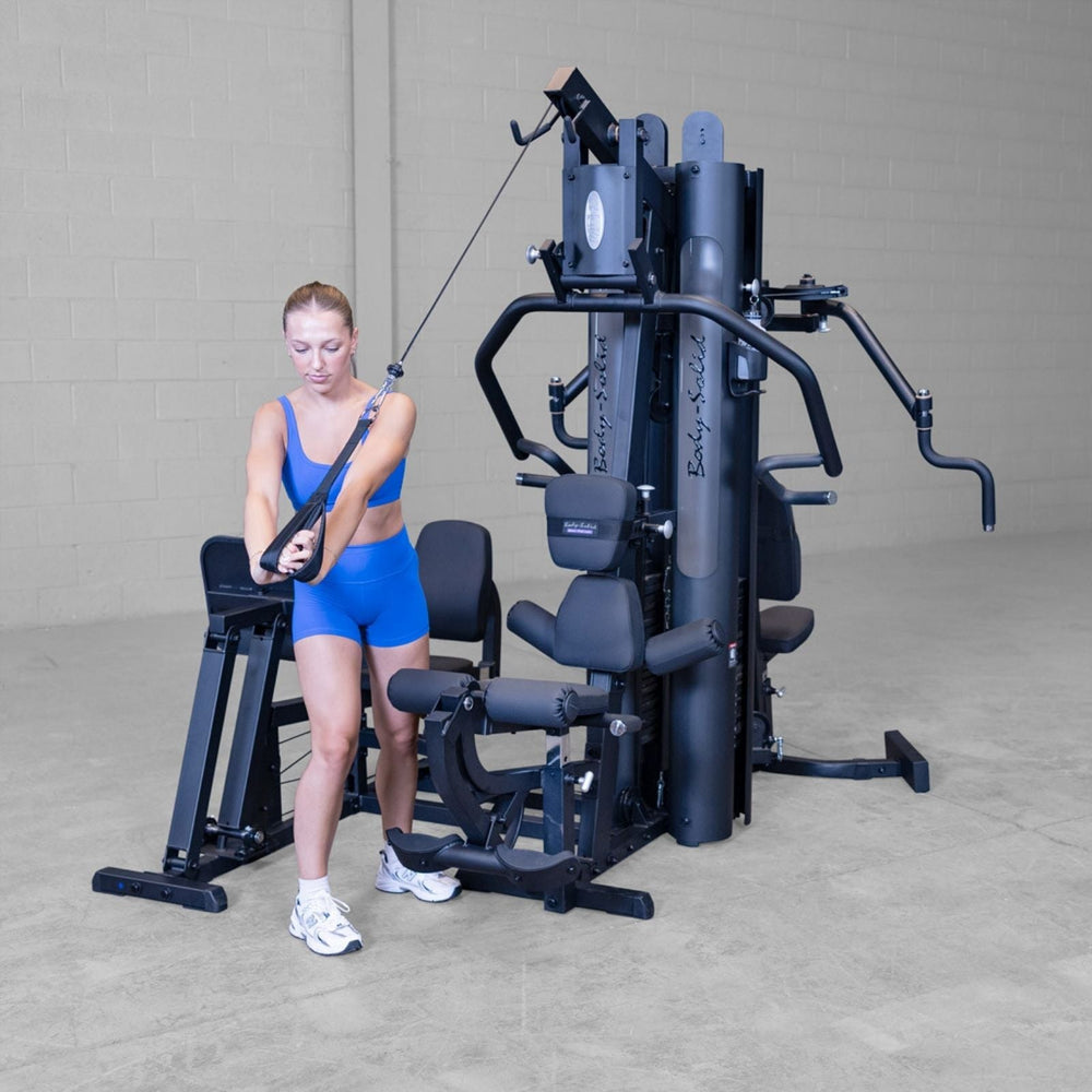 Body-Solid G9B multi-stack home gym featuring high pulley cable station for crossover and upper body training
