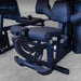 Close-up of Body-Solid G9B dual stack home gym leg developer and padded seat assembly

