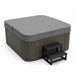 Victoria 6-person Hot tub with gray cover and steps on a white background