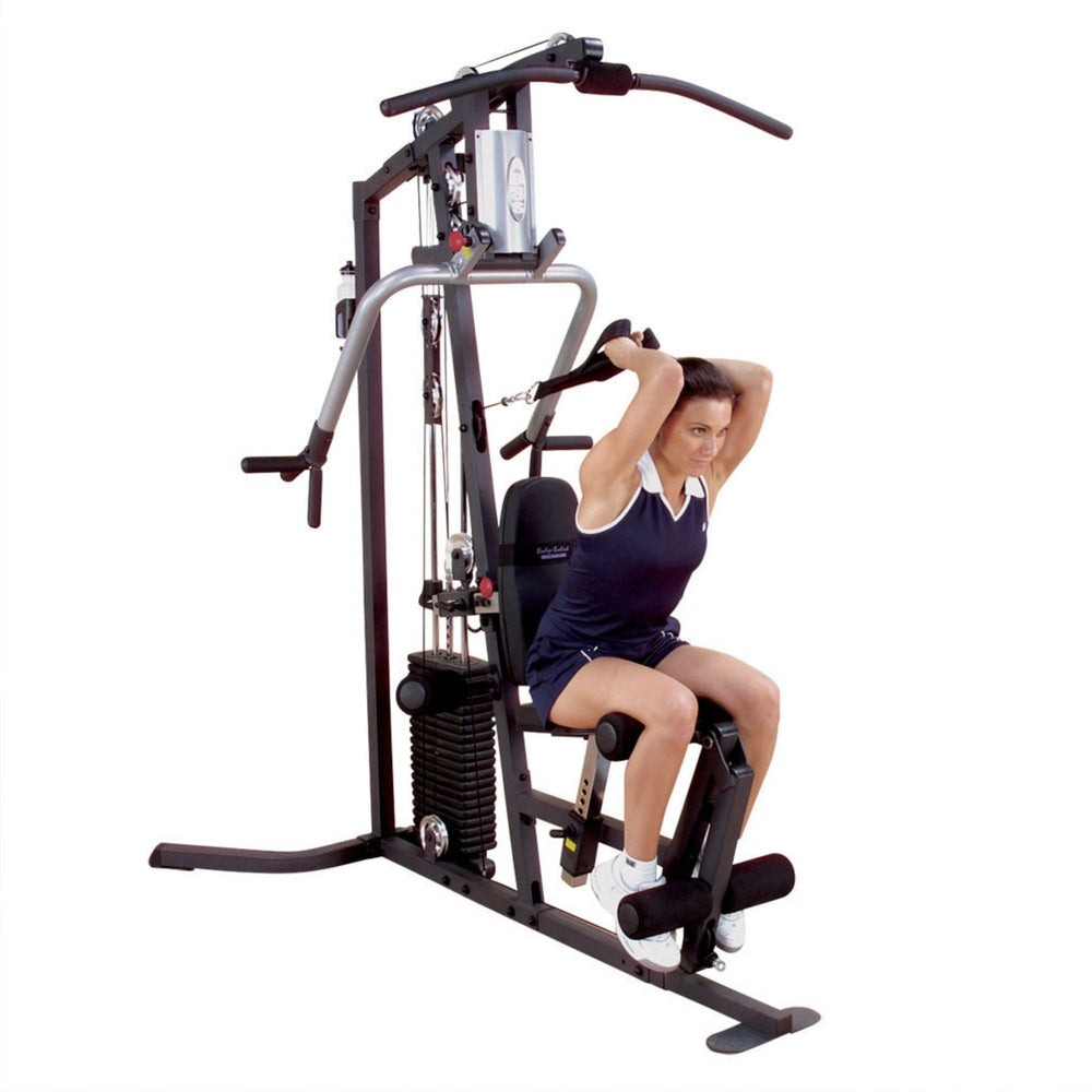 Body-Solid Multi-Station Gym G3S perform a triceps overhead extension exercise
